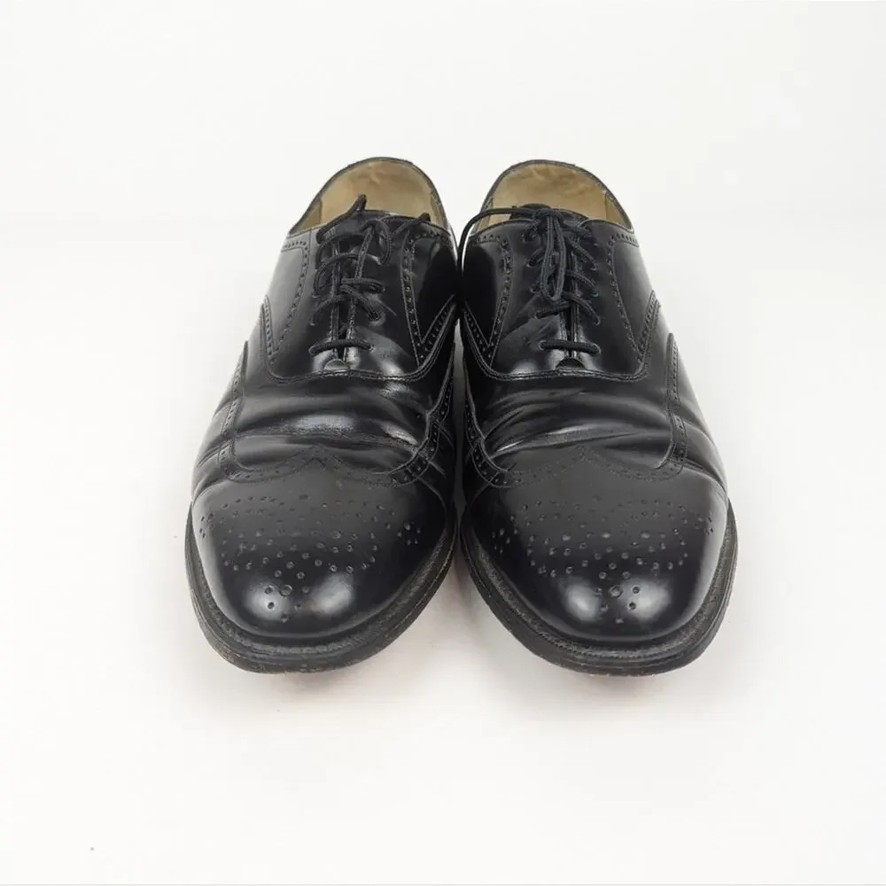 Johnston & Murphy Black Leather Wingtip Brogue Oxford Size 9.5